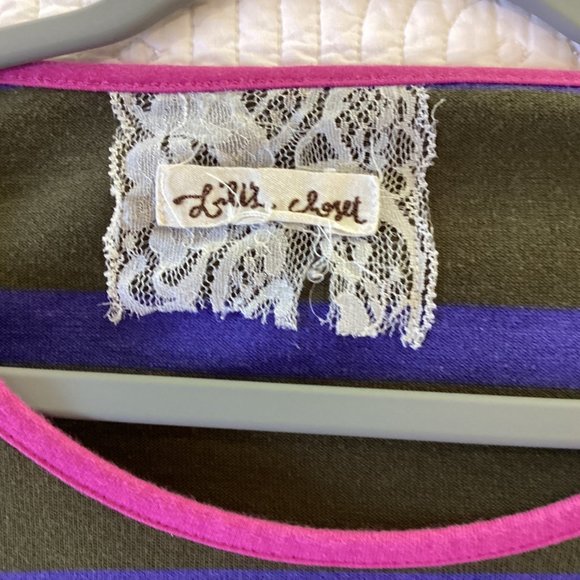 Anthropologie LILI'S CLOSET Stripe Zip Tee Shirt Top Blouse Sz M - Picture 3 of 11